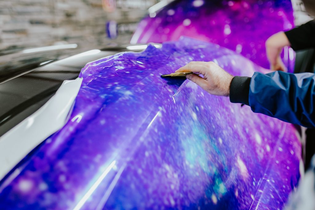 bright and vibrant car wrap installation